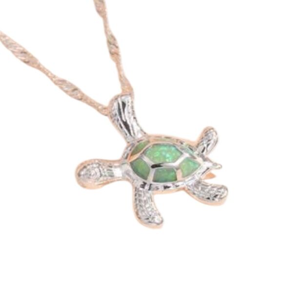 Silver Turtle Tortoise Pendant Necklace - Picture 2 of 5